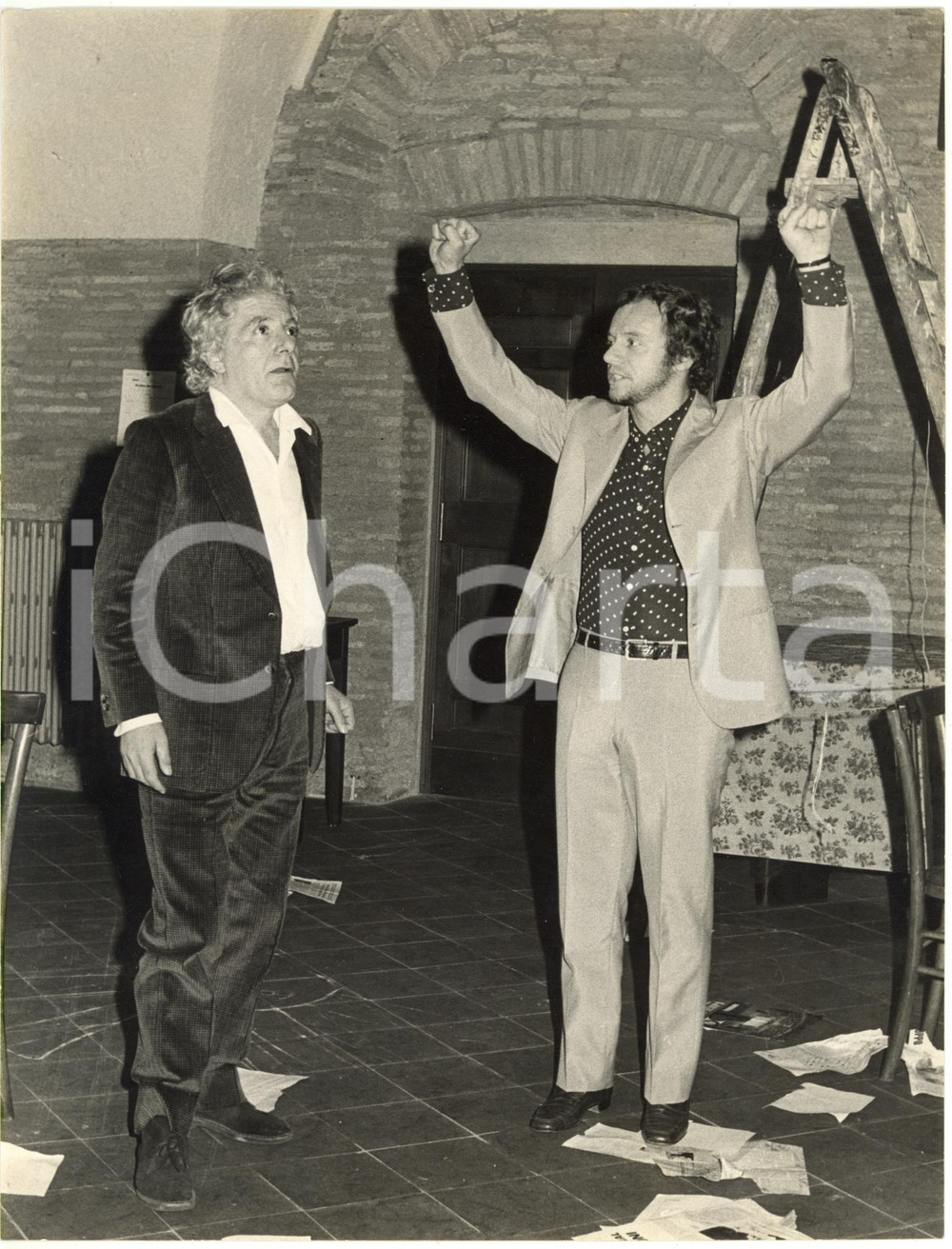 1965 ca ITALIA SPETTACOLO - Gianrico TEDESCHI con Johnny DORELLI *Foto 18x24 cm