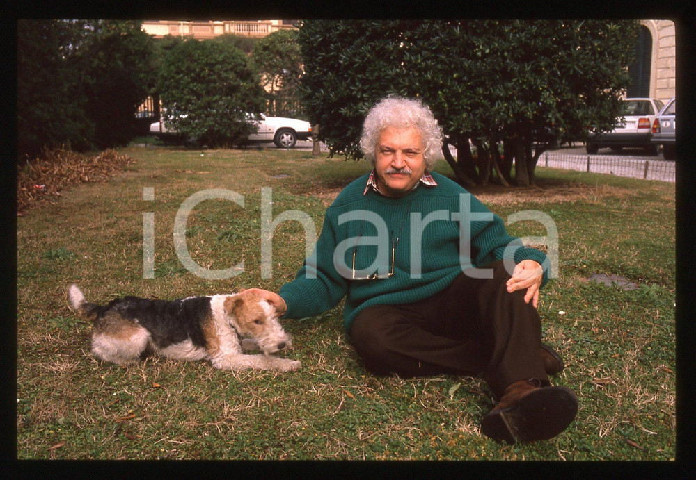 35mm vintage slide* 1990ca ITALIA COSTUME Bruno LAUZI con il suo cane Ritratto 1