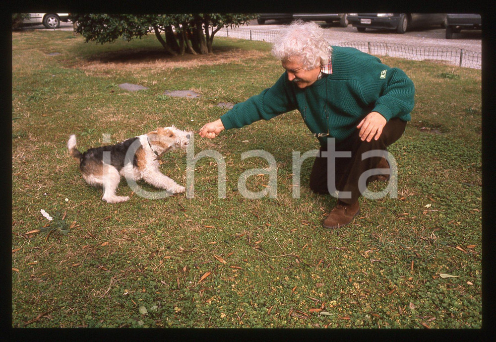 35mm vintage slide* 1990ca ITALIA COSTUME Bruno LAUZI gioca con il suo cane 7