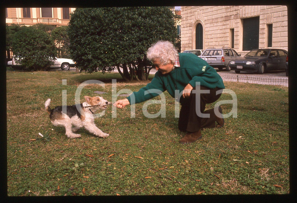  35mm vintage slide* 1990ca ITALIA COSTUME Bruno LAUZI gioca con il suo cane (8)