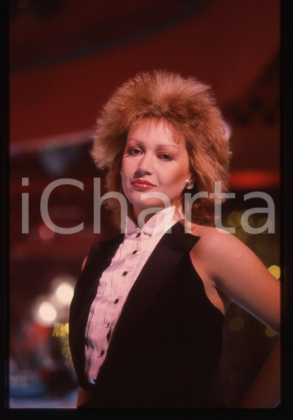35mm vintage slide* 1985ca ITALIA MUSICA Tiziana RIVALE Ritratto cantante (1)