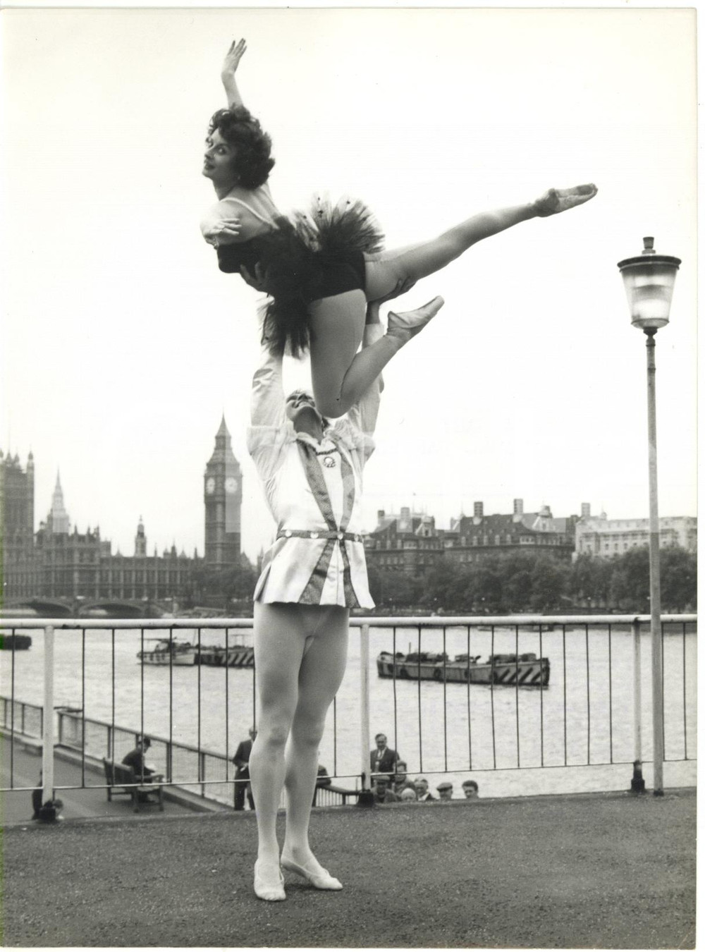 1960 LONDON Gabriella LAKATOS Ferenc HAVAS on the terrace of Royal Festival Hall