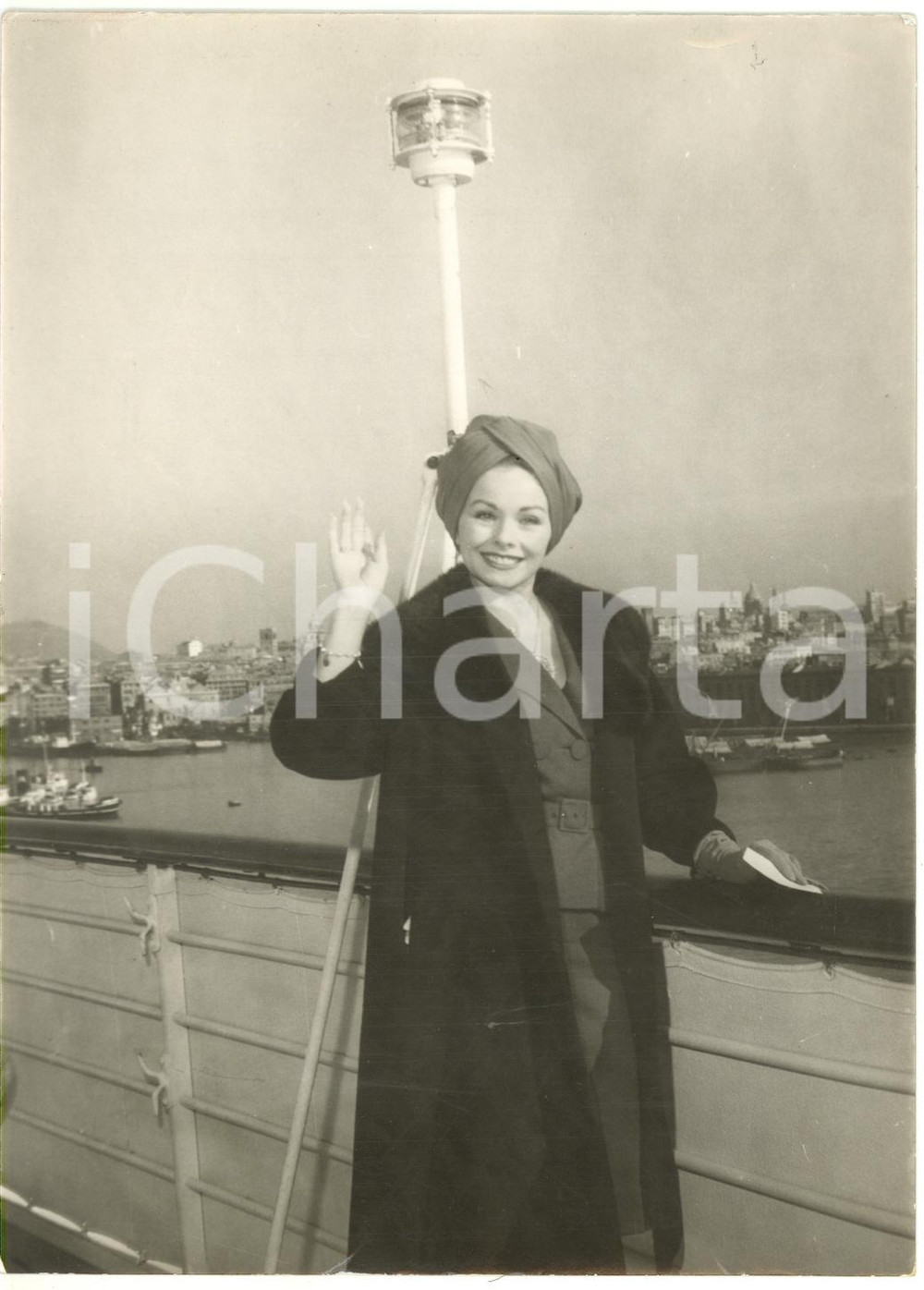 1961 GENOVA - Jeanne CRAIN a bordo di M/N CRISTOFORO COLOMBO - Ritratto *Foto