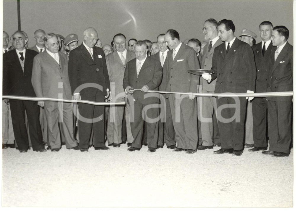 1956 TORTONA Giuseppe ROMITA inaugura lavori A7 Serravalle-Milano-Ponte Chiasso