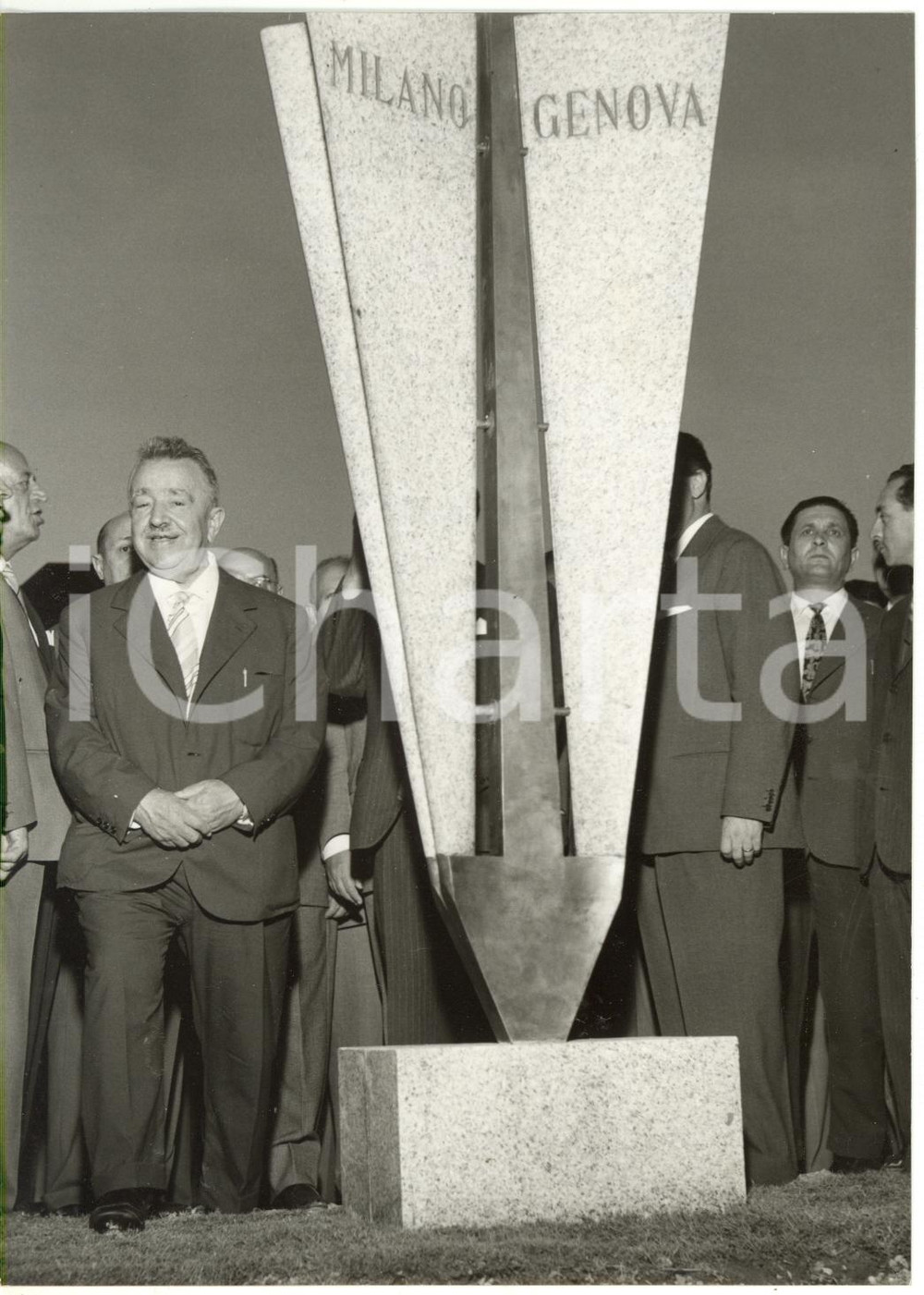 1956 TORTONA Giuseppe ROMITA inaugura lavori Serravalle-Milano-Ponte Chiasso A7