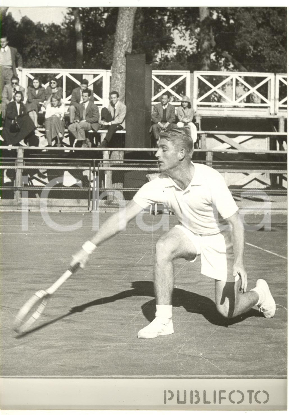 1956 TENNIS Coppa Città di NAPOLI - Lew HOAD durante una partita *Foto 13x18 cm