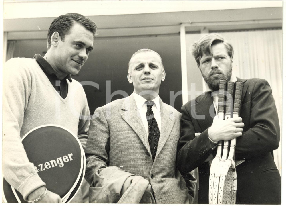 1956 BOLOGNA Coppa Davis - Kurt NIELSEN con Axel PILMARK e Torben ULRICH *Foto