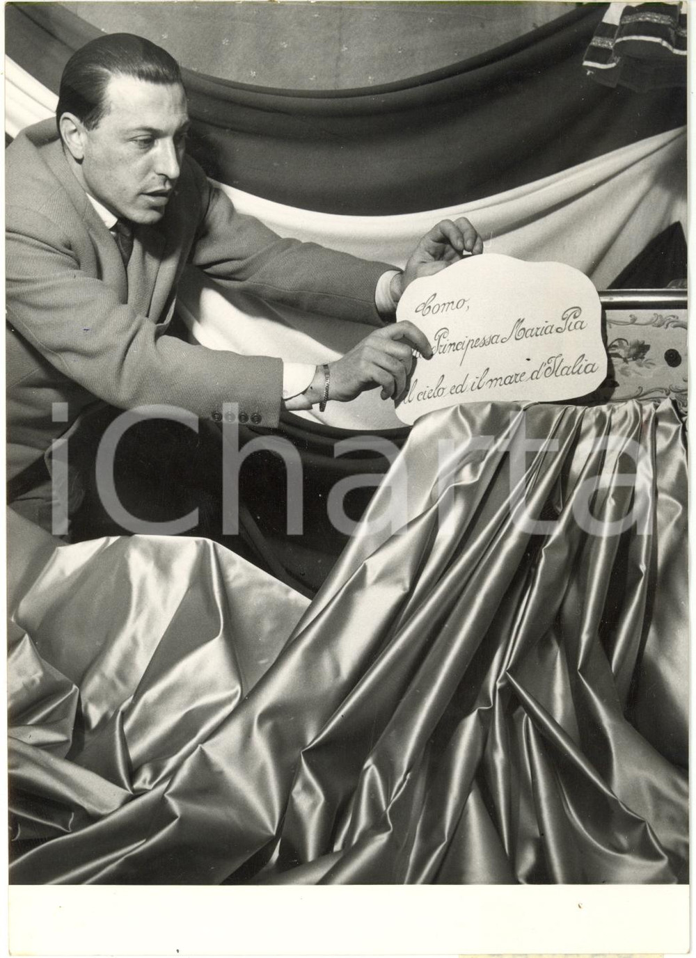 1955 COMO Regalo di Velia PINZI a Maria Pia di Savoia per le nozze *Foto 13x18