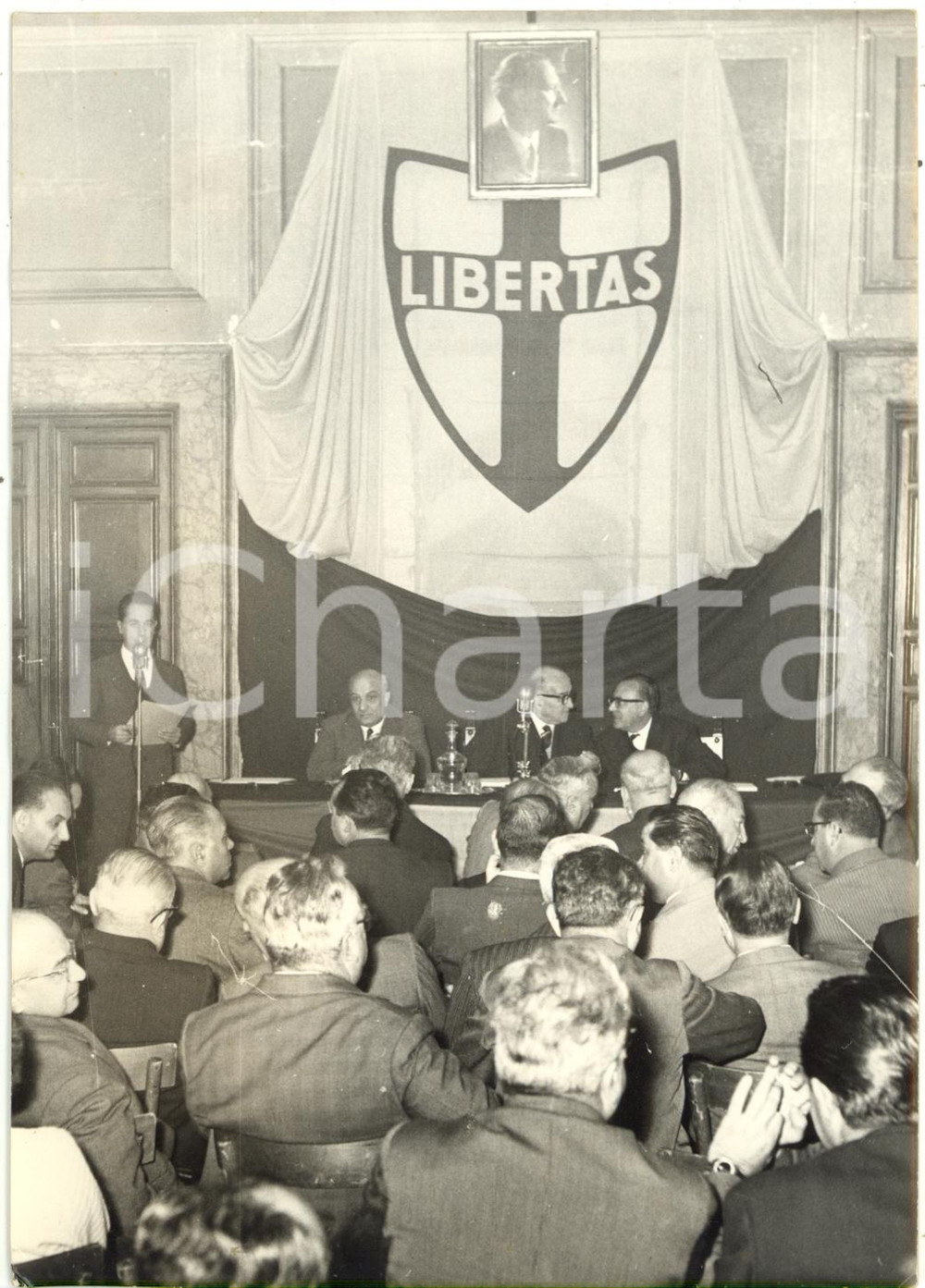 1958 ROMA Sede DC - Adone ZOLI presiede Consiglio Nazionale DEMOCRAZIA CRISTIANA