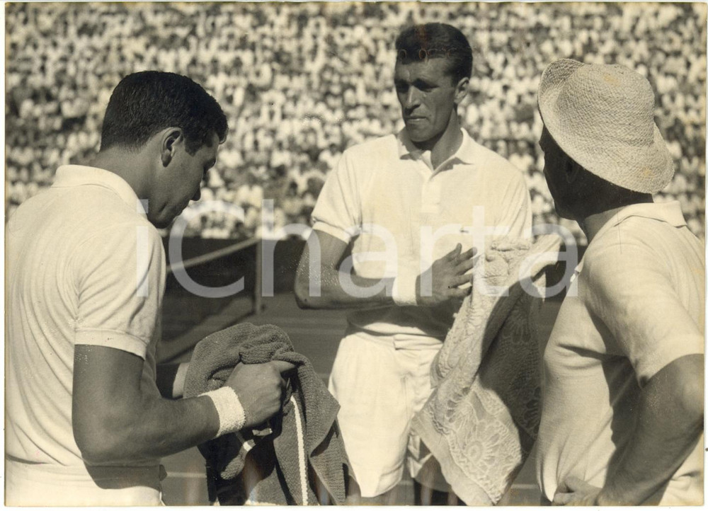 1955 MILANO TENNIS Coppa Davis - Orlando SIROLA e Giuseppe MERLO *Foto 18x13