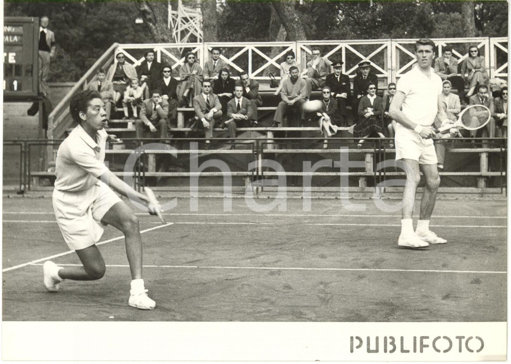 1956 TENNIS Coppa Città NAPOLI - Althea GIBSON e Orlando SIROLA nel doppio misto