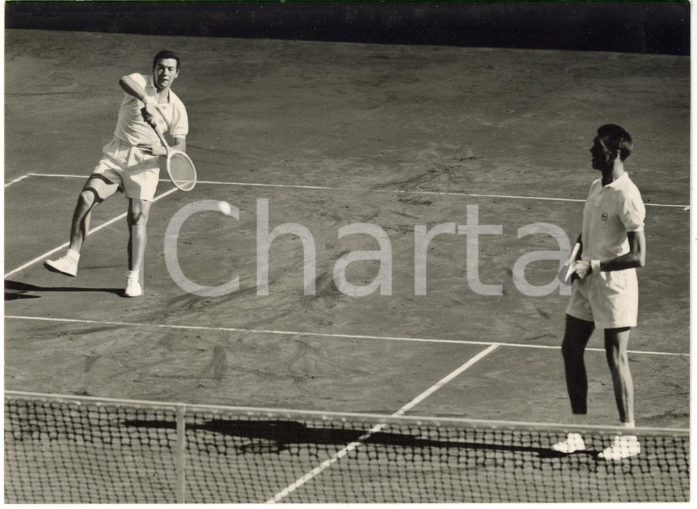 1957 MILANO Coppa Davis TENNIS - Nicola PIETRANGELI e Orlando SIROLA nel doppio