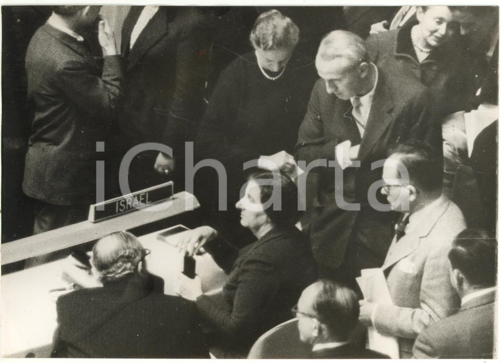 1957 NEW YORK Assemblea generale ONU - Golda MEIR con la delegazione di ISRAELE