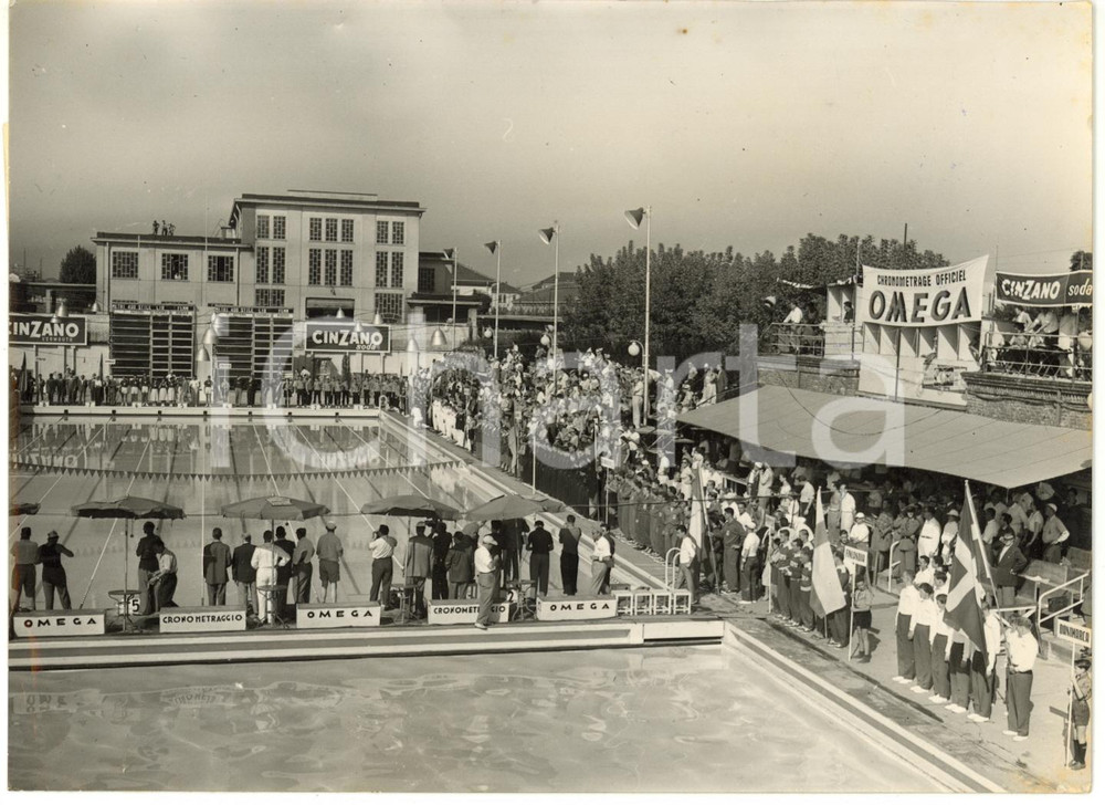 1954 TORINO Campionati Europei NUOTO - Cerimonia di presentazione delle squadre