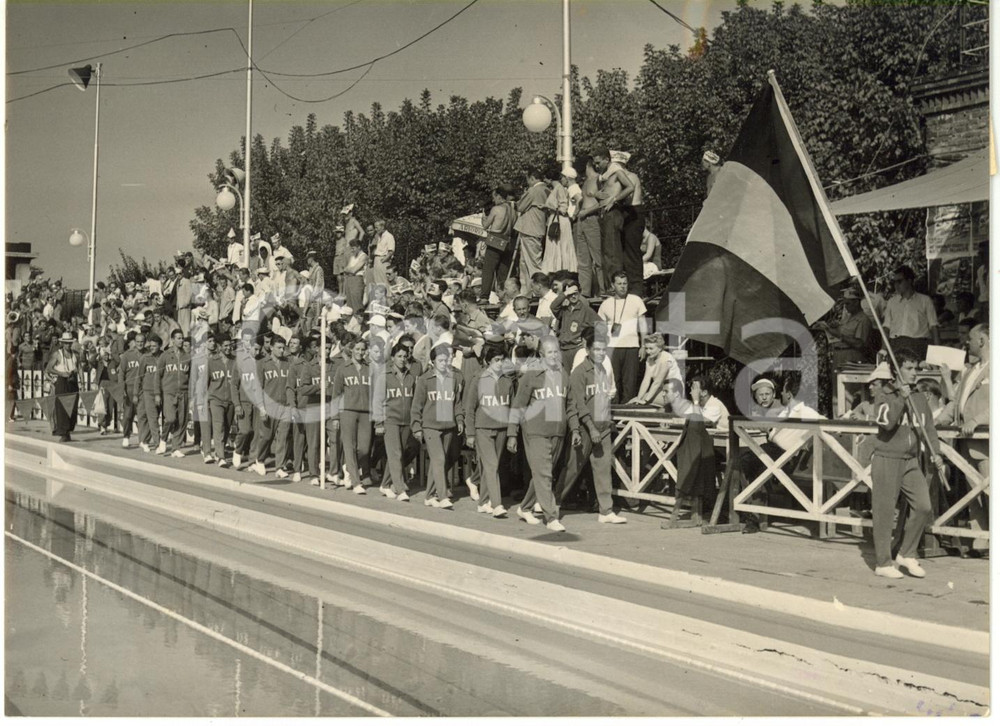 1954 TORINO Campionati Europei NUOTO - Cerimonia presentazione squadre - ITALIA