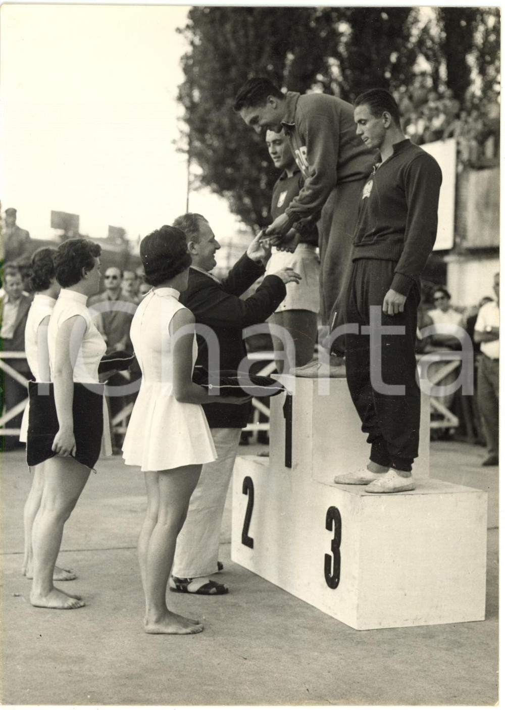 1954 TORINO Europei NUOTO - Klaus BODINGER Marek PETRUSEWICZ Sándor UTASSY *Foto