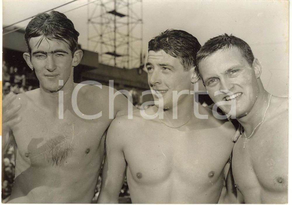 1958 PARIS Piscine des Tourelles - John MONCKTON Robert CHRISTOPHE Neville HAYES