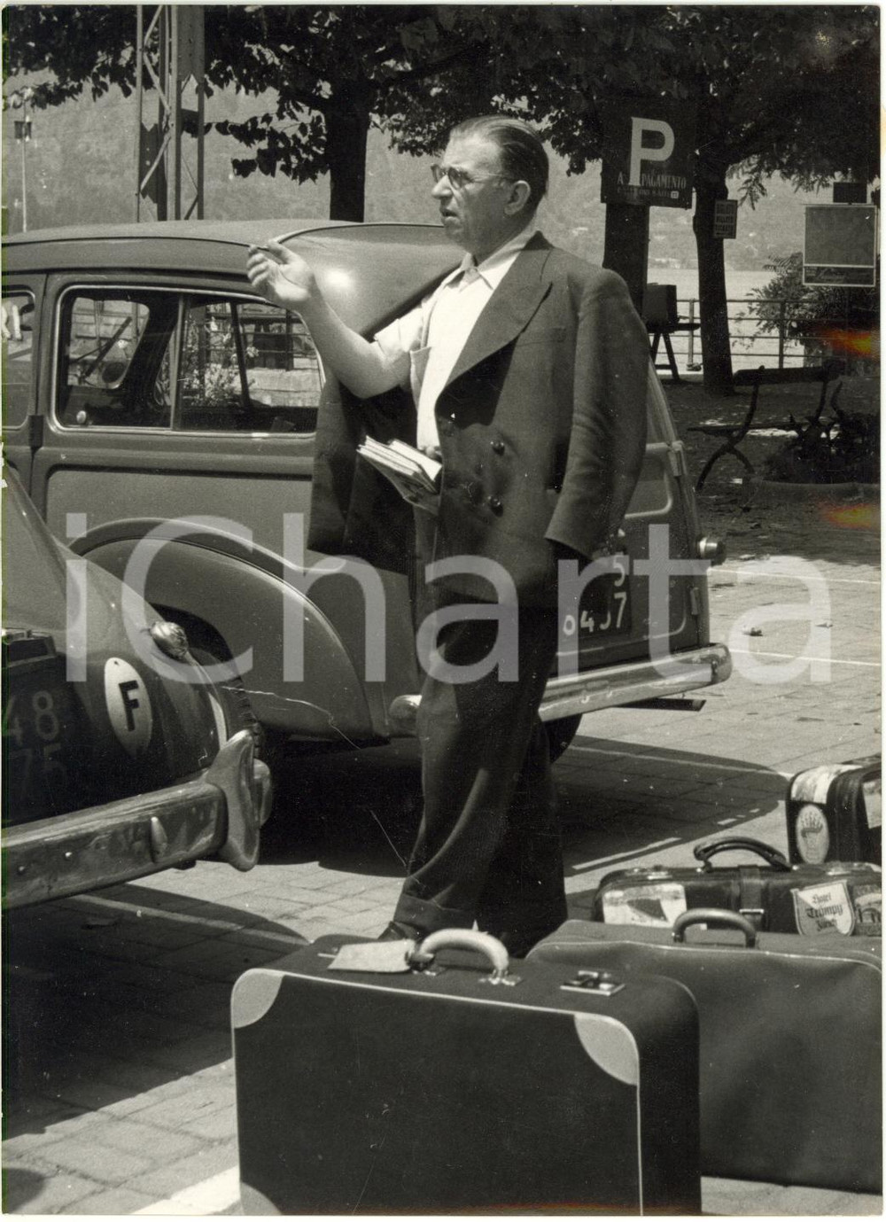 1955 BELLAGIO - Jean-Paul SARTRE in vacanza sul lago di Como - Ritratto *Foto
