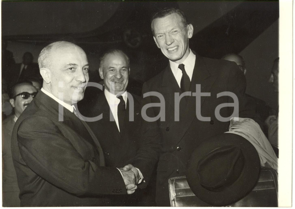 1958 ROMA - Amintore FANFANI riceve Ministro francese Maurice COUVE DE MURVILLE 