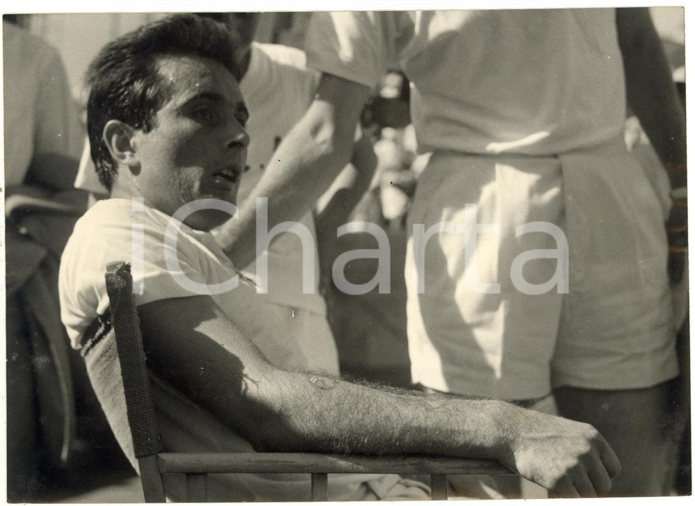 1960 ca ITALIA TENNIS - Giuseppe MERLO si riposa durante un match - Ritratto