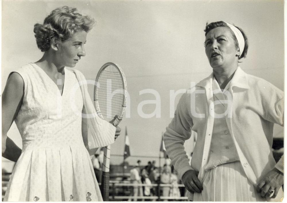 1955 ca BOLOGNA Campionati italiani TENNIS - Lea PERICOLI e Annalisa BELLANI