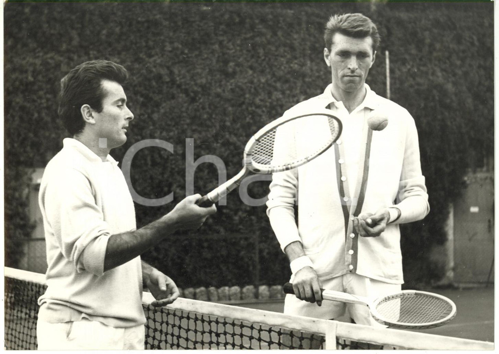 1955 ca ITALIA TENNIS - Giuseppe MERLO e Orlando SIROLA durante un allenamento
