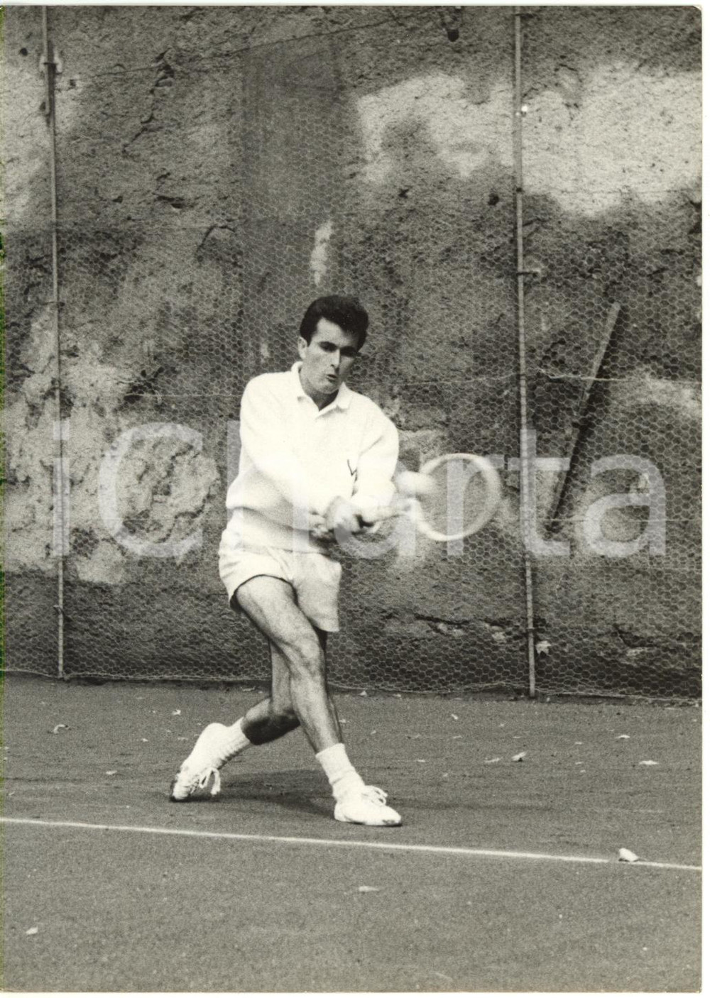 1955 ca GENOVA Campionati Italiani TENNIS - Giuseppe MERLO durante una partita