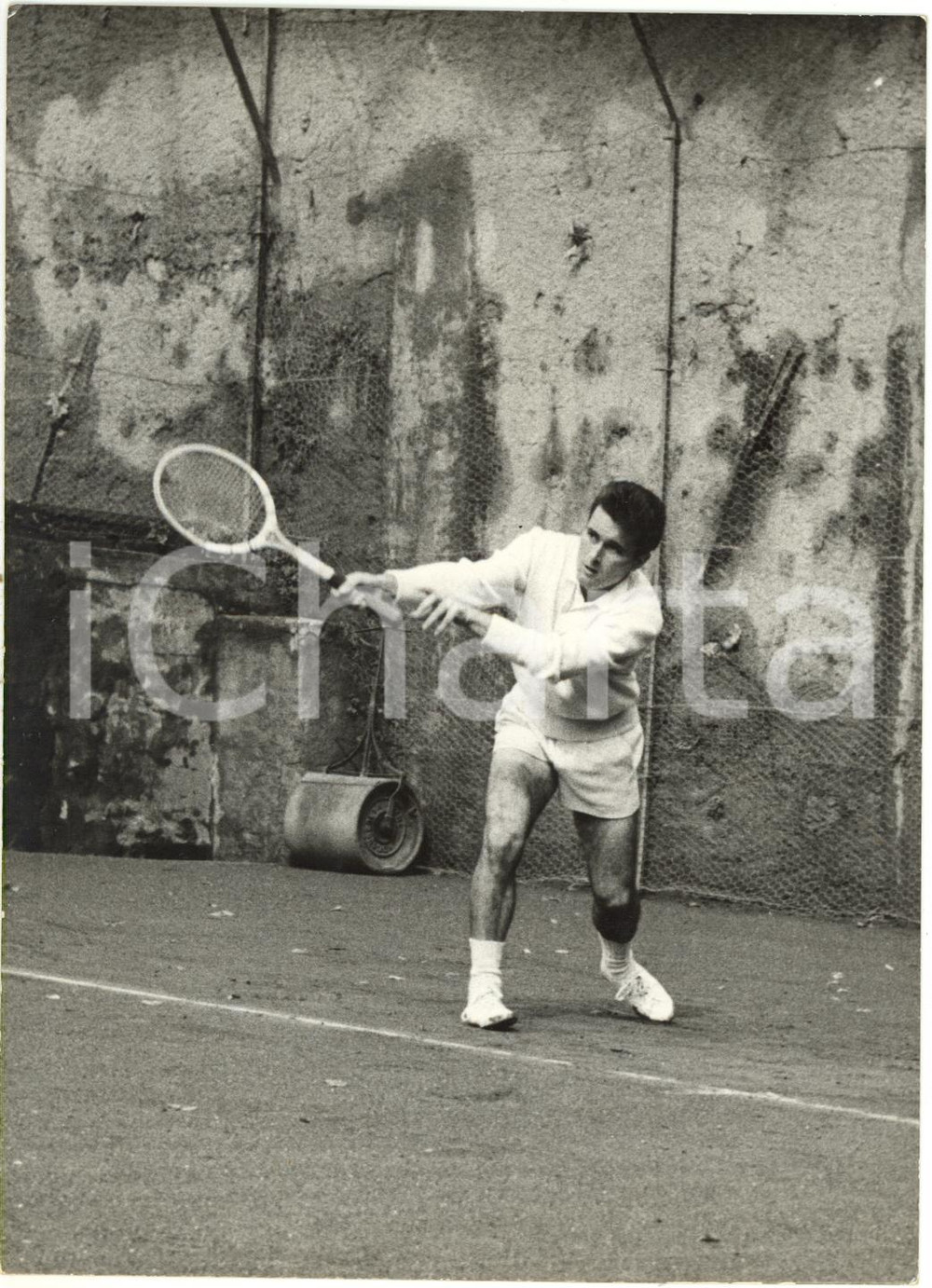 1955 ca GENOVA Campionati Italiani TENNIS - Giuseppe MERLO durante un match