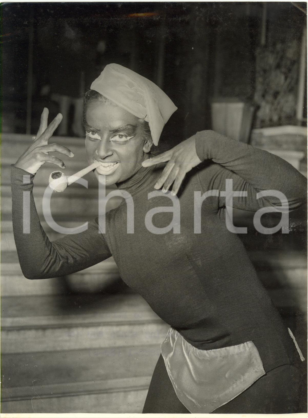 1953 LONDON Cecil Sharp House - Brazilian dancer Cince AMADO dressed as gremlin