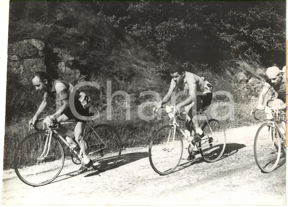 1956 TOUR DE FRANCE - Gilbert BAUVIN suivi de Roger WALKOWIAK *Photo 18x13 cm