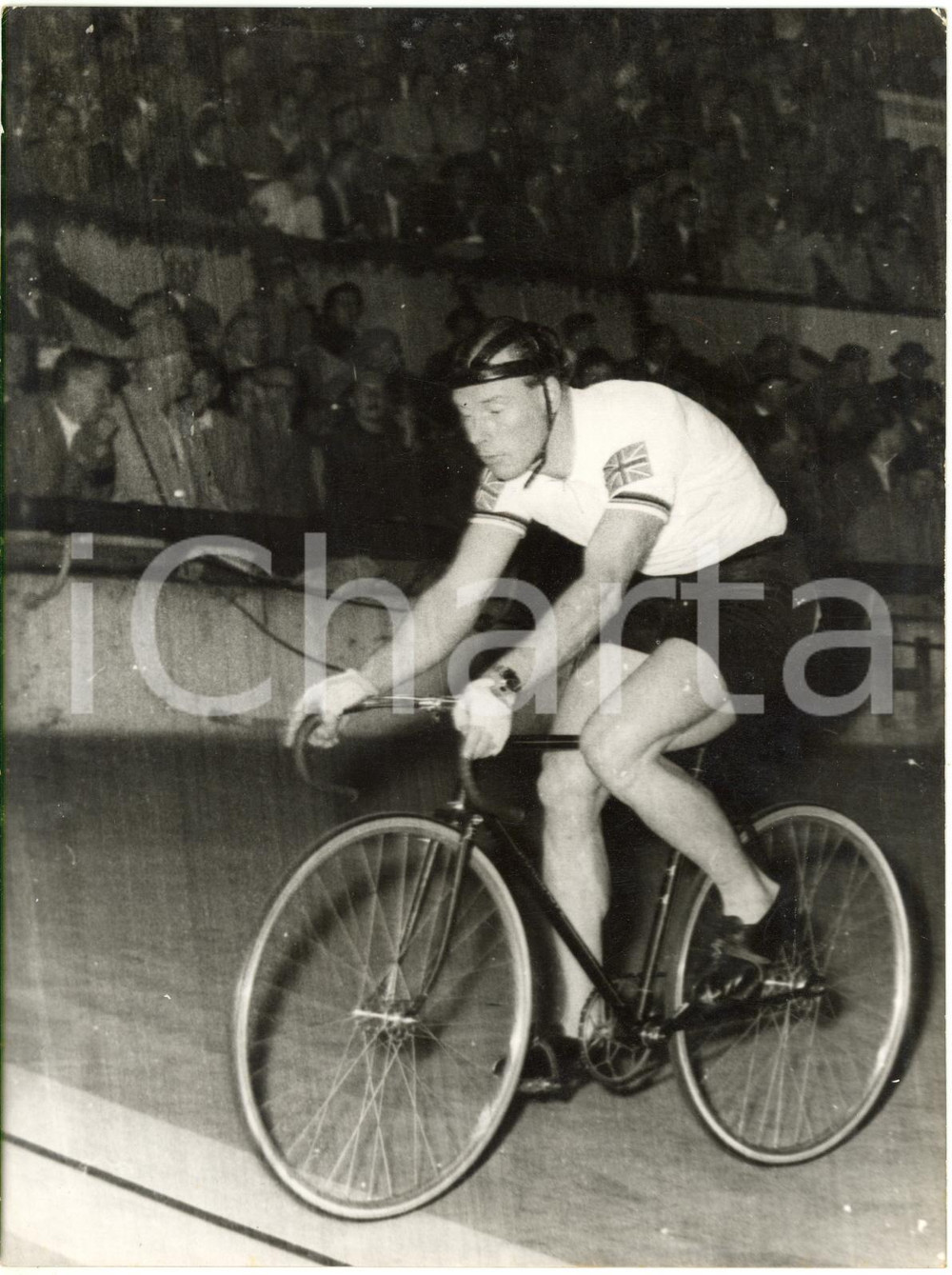 1955 ca CICLISMO - Reginald HARRIS in pista durante una gara - Ritratto *Foto