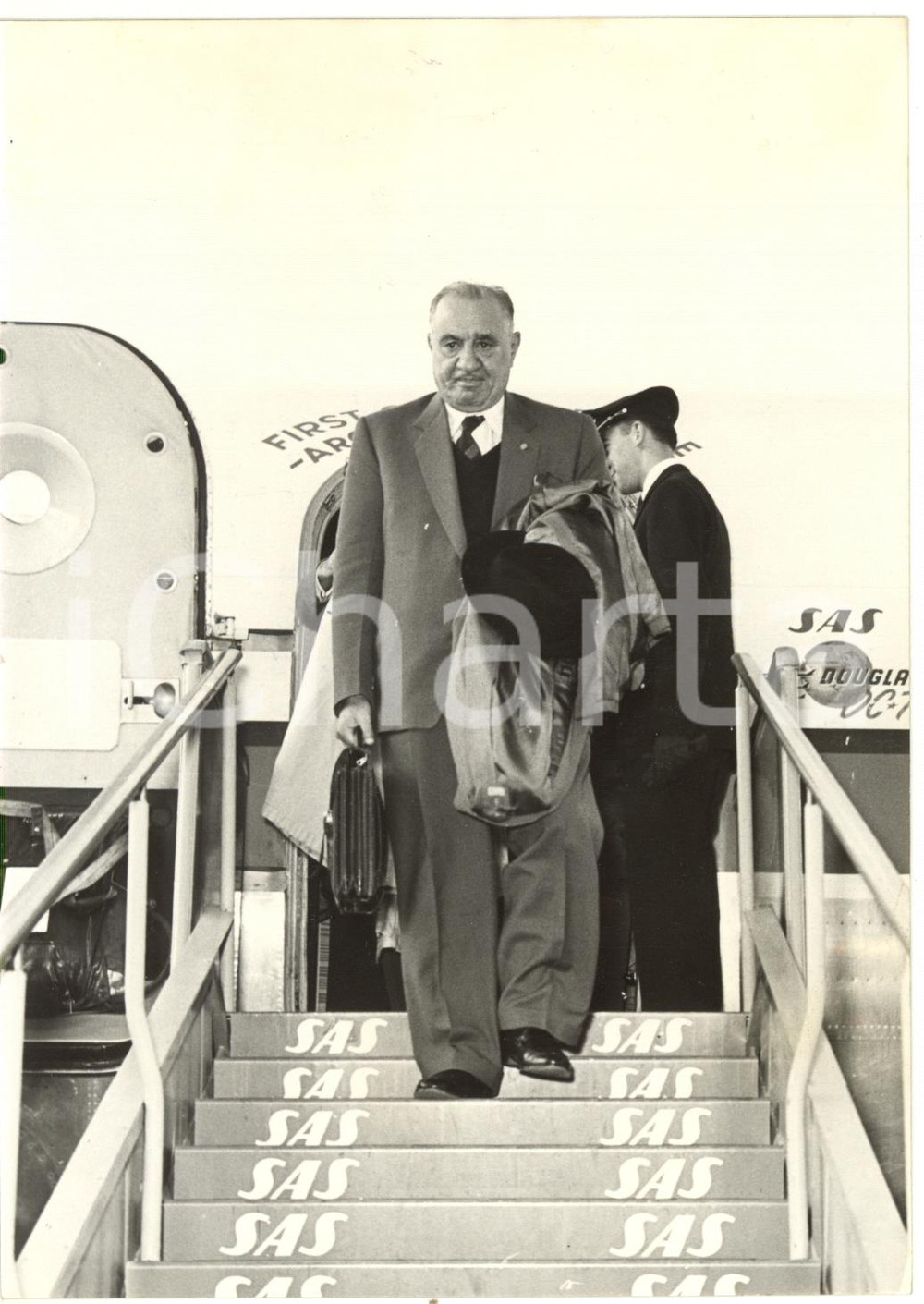 1958 ROMA Aeroporto CIAMPINO - Arrivo di Ali-Asghar HEKMAT Ministro Esteri IRAN