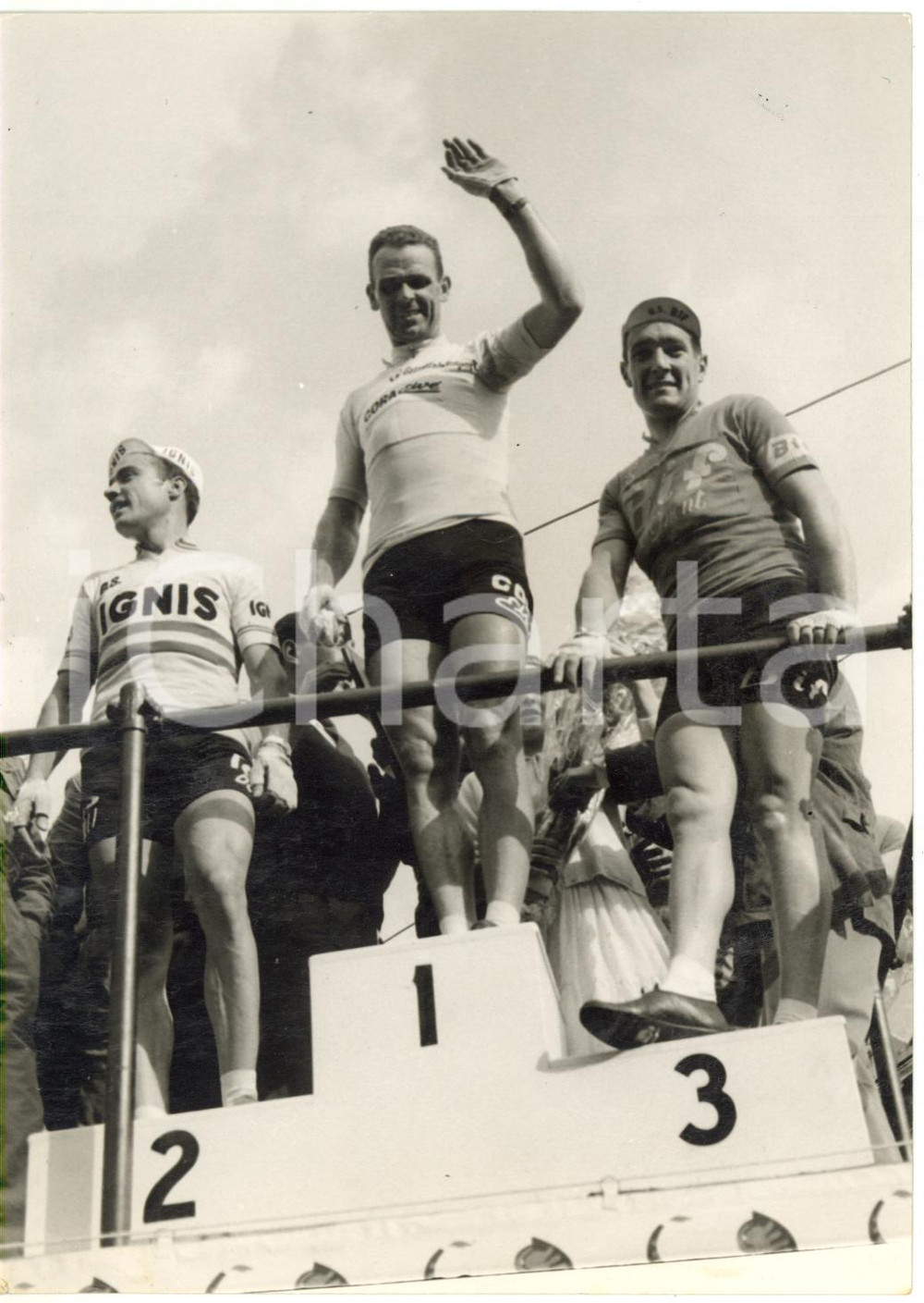 1957 GIRO D'ITALIA 1^ tappa - Rik VAN STEENBERGEN Miguel POBLET Pierino BAFFI