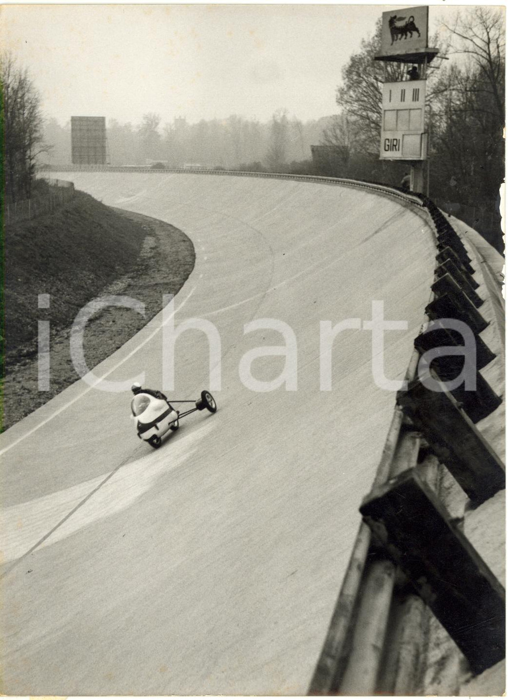 1957 AUTODROMO DI MONZA - Albino MILANI prova record dell'ora su sidecar GILERA 