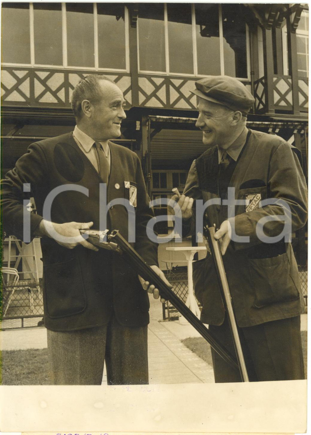 1956 PARIGI - TIRO A VOLO - Robert PIGNARD Michel PRÉVOST durante un allenamento