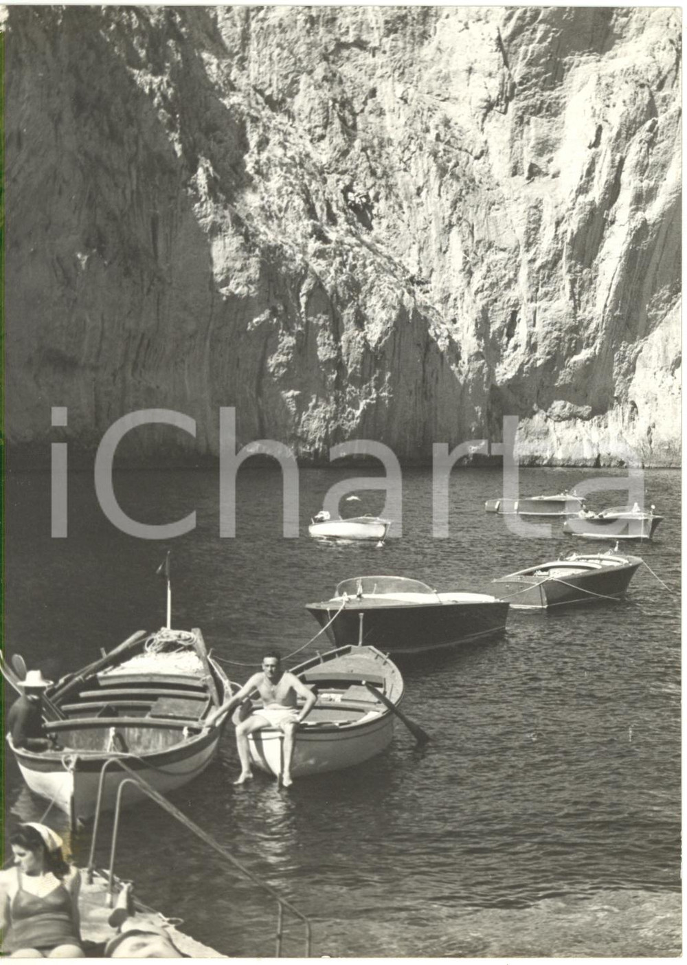 1959 CAPRI Sciopero barcaioli della GROTTA AZZURRA Barche ormeggiate *Foto 13x18
