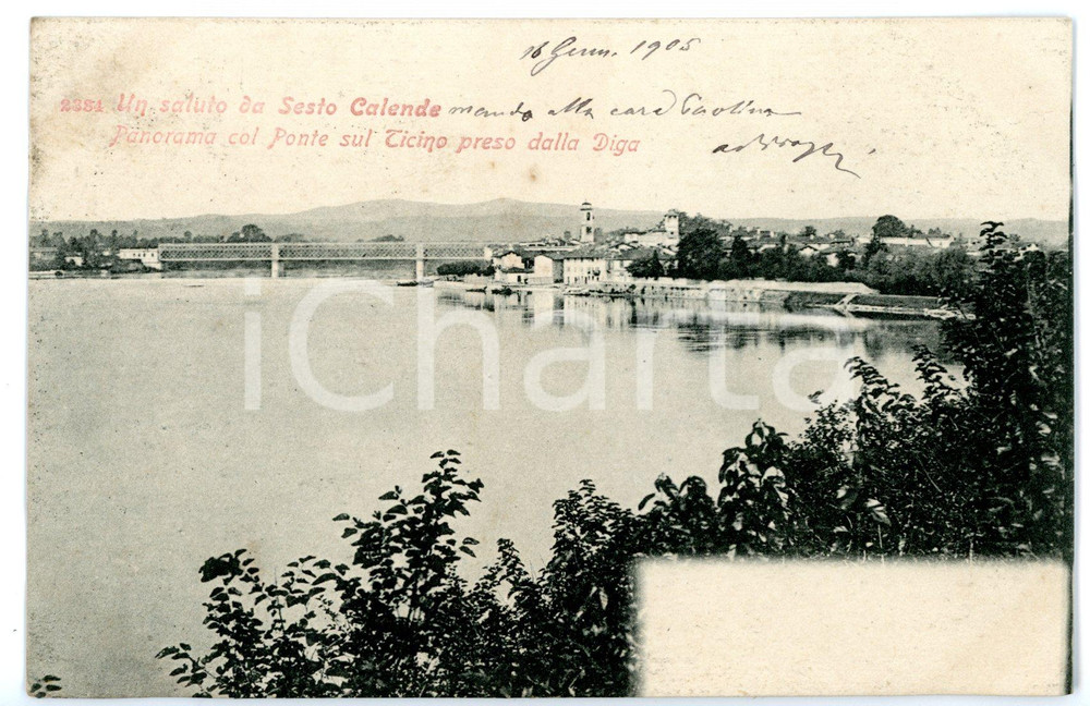 1905 SESTO CALENDE (VA) Punt da Féer (Ponte di Ferro) sul Ticino *Cartolina FP 