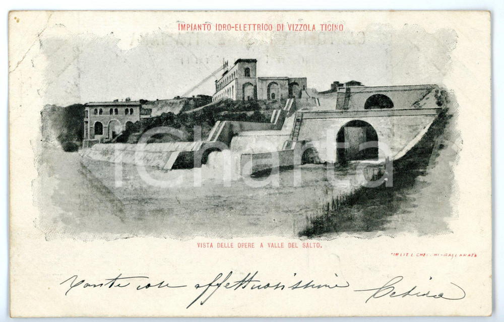 1903 VIZZOLA TICINO (VA) Impianto idroelettrico - Veduta del salto *Cartolina FP