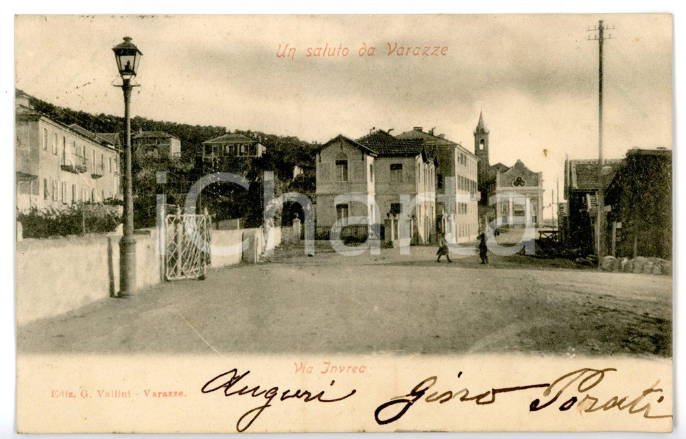 1905 ca VARAZZE (SV) Via Invrea - Scorcio caratteristico *Cartolina ANIMATA FP