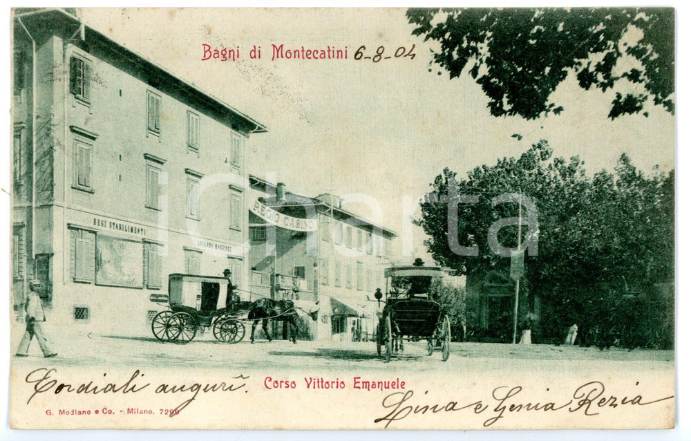 1904 BAGNI DI MONTECATINI (PT) Carrozze in corso Vittorio Emanuele *Cartolina FP