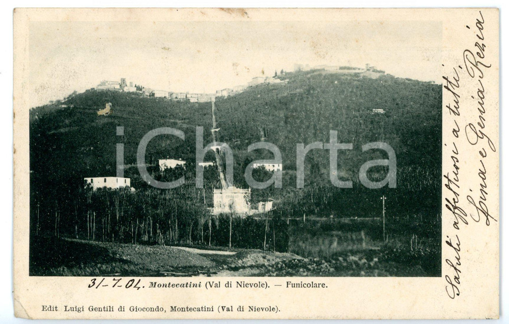 1904 MONTECATINI TERME (PT) Veduta della funicolare *Cartolina VINTAGE FP VG