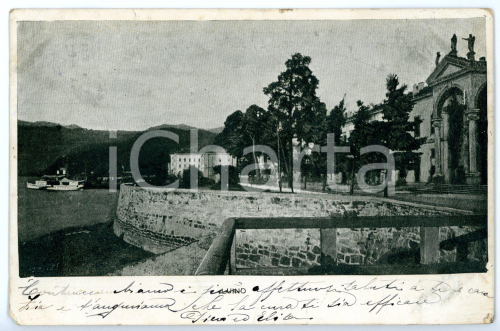 1904 LUINO (VA) Veduta del lungolago *Cartolina VINTAGE - FP VG