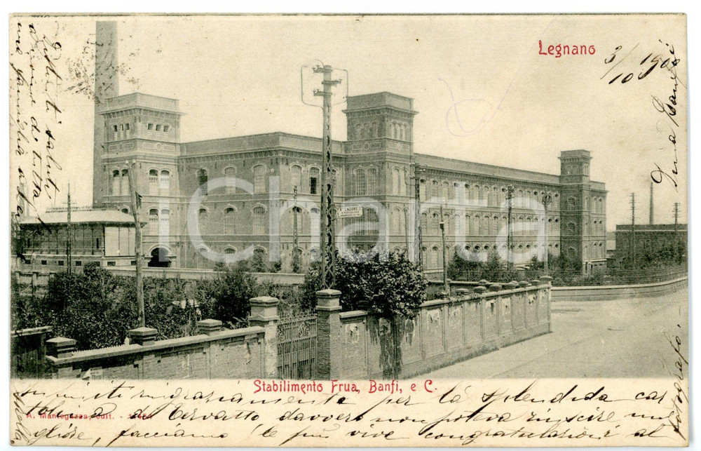 1902 MANIFATTURA DI LEGNANO Stabilimento FRUA, BANFI & C. - Cartolina Dina BANFI
