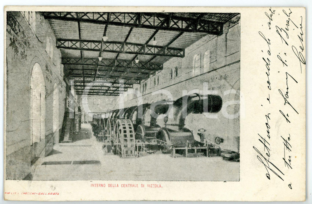 1905 ca VIZZOLA TICINO (VA) Interno centrale idroelettrica *Cartolina FP VG
