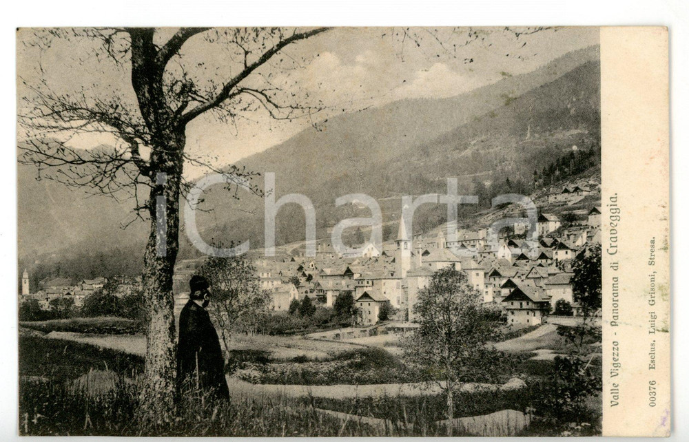 1905 CRAVEGGIA (VB) Parroco contempla il paese *Cartolina FP VG