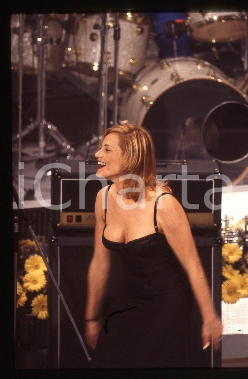 Fotografia d epoca originale 35mm vintage slide 1996 SANREMO GIOVANI  Simona VENTURA Ritratto conduttrice 6 1