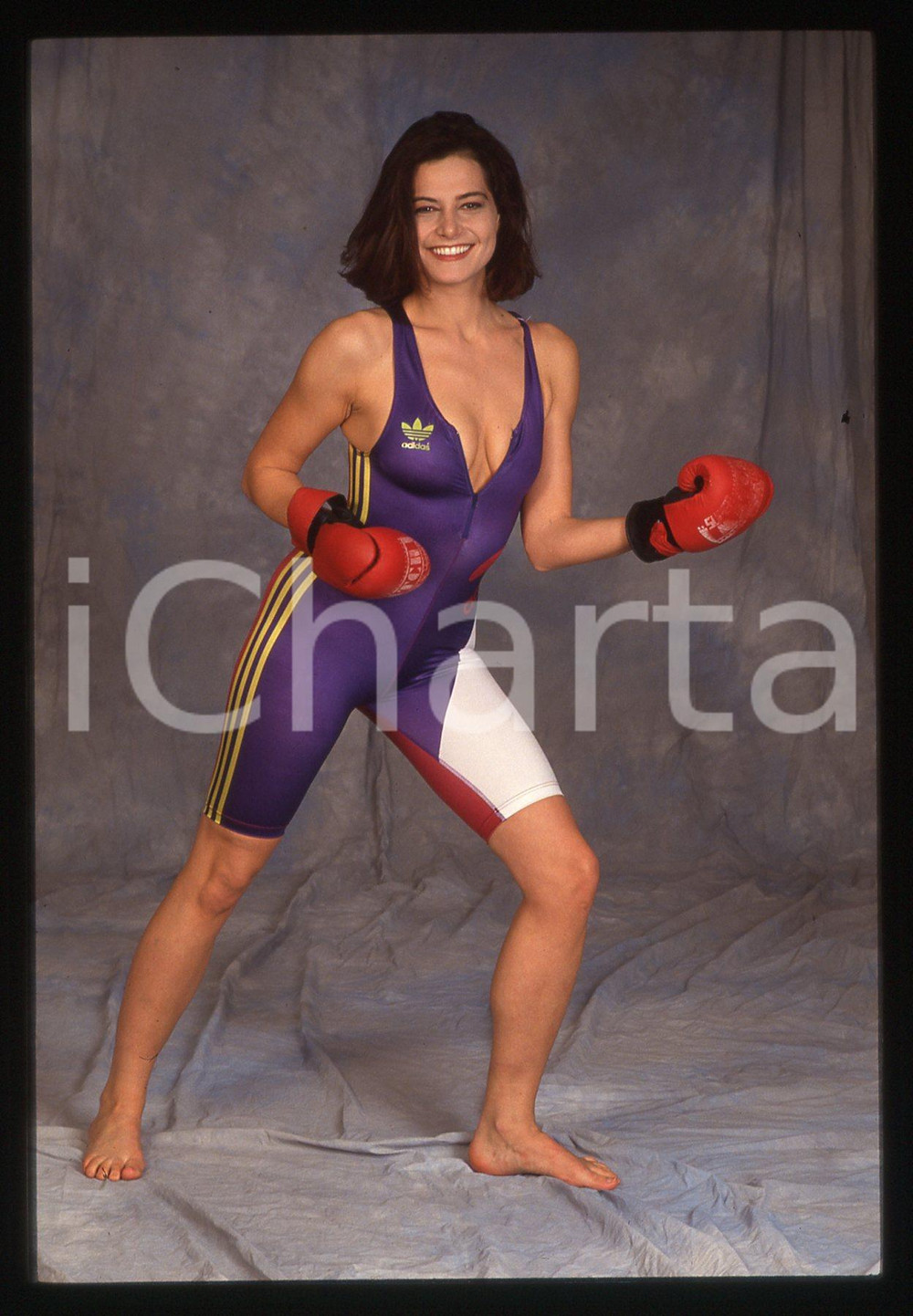 35mm vintage slide*1993 SPETTACOLO Simona VENTURA in costume da boxeur (2)