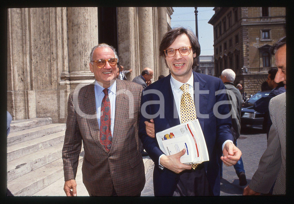 35mm vintage slide*1995 ca COSTUME Guido BIONDI e Vittorio SGARBI ritratto