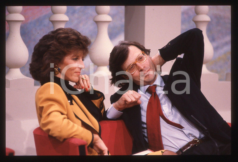 35mm vintage slide*1995ca COSTUME Vittorio SGARBI con Federica OLIVARES ritratto