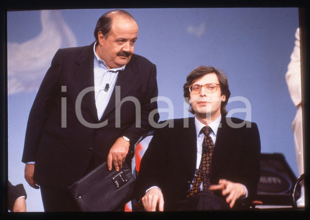35mm vintage slide*1990ca MAURIZIO COSTANZO SHOW Vittorio SGARBI in trasmissione
